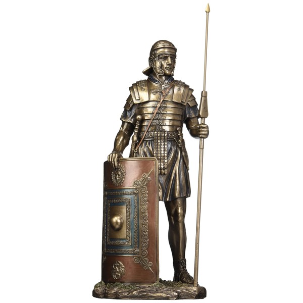 US 14.38" Roman Soldier with Javelin and Shield Cold Cast Bronze Figurine