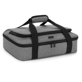 Trunab Casserole Carrier for Hot or Cold Food Insulated Casserole Dish Carrier Thermal Tote Bag for Picnic, Fits 9"×13" Baking Dish, Grey (Light Grey, 16×11×4 inches)
