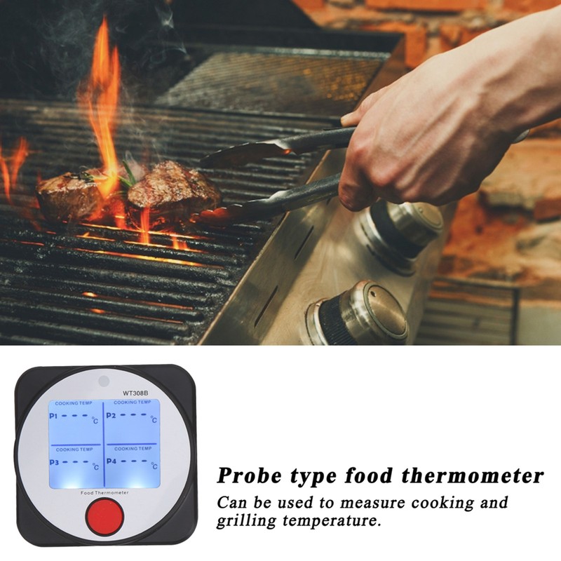 WT308B ‑40~300℃ Digital Food Thermometer Wireless Stainless Steel Dual Probe