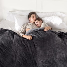 Electric Blanket Queen Size, Super Soft Cozy Upgraded Flannel Heated Blanket Dual Control with 5 Heating Levels & 10 Hours Auto Off, Fast Heating Blanket & Overheat Protection, 84" x 90", Dark Gray