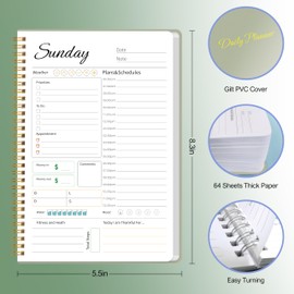 Daily Weekly Planner with Hourly Schedules, To Do List, Daily Planner for Office and Personal Organizer - Flexible PVC Cover, 5.5" X 8.5", Green