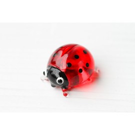 redchocol8(R Tiny Mini Glass Ladybirds Red Quality Mini Small Gloss Deco Pot Ornament Garden Ladybug Terrariums
