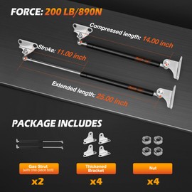 Dukuge Heavy Duty Gas Struts 25 inch 200lbs with Mounting Brackets for RV Bed, Universal Gas Shocks Spring Lift Strut Kit 25in for Heavy Basement Trap Door Storage Lid and DIY Project, Set of 2