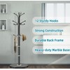 OIRUMIE Coat Rack with Natural Marble Base, Metal Modern Coat