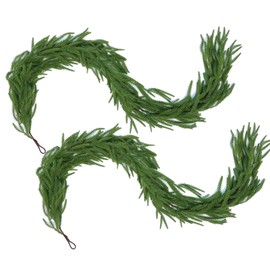 Katflyee 2Pcs Norfolk Pine Garland, 6Ft Real Touch Christmas Garland, Realistic Natural Green Artificial Greenery Garland for Table, Mantle, Wall, Indoor, Outdoor Christmas Decoration