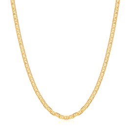 Barzel Mariner Chain Necklace for Women, 18K Gold Plated Mariner Chain (16 Inches, 3MM Gold)