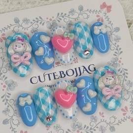 Mongsil Character Handmade Nail Tips - Stiletto L / 몽실 케릭터 수제네일팁 - 스틸레토L