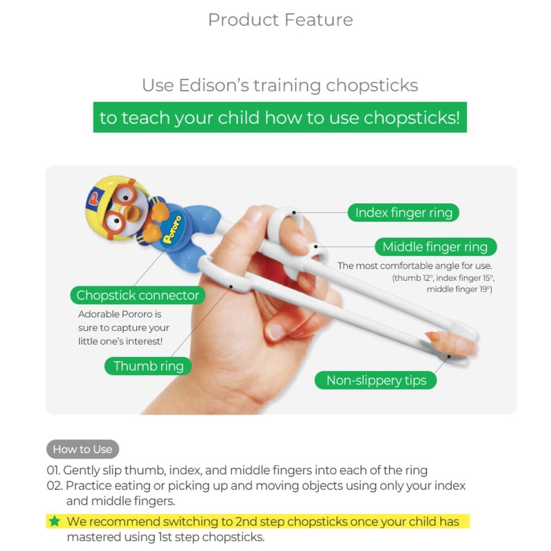 Edison Friends Penguin Chopsticks Training, Beginner, Brain Training, Learning, Korean