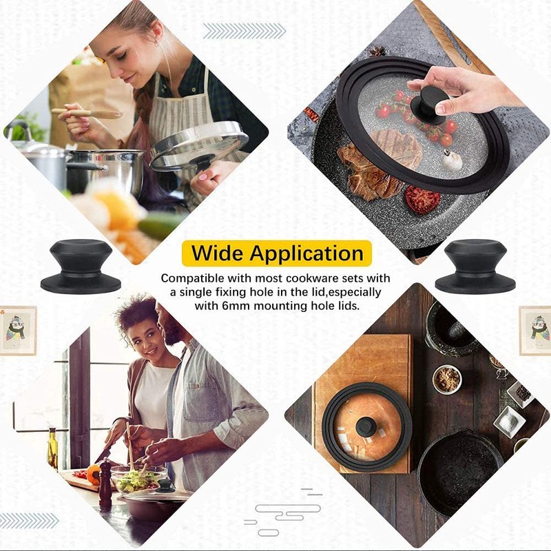 ERFGT 6 x Pot Lid Knobs, Replacement Handle Knobs, Glass