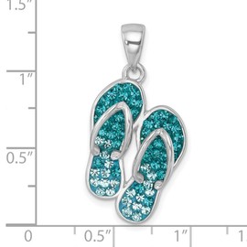 JewelryWeb 15.4mm 925 Sterling Silver Rhodium Plated Polished Crystal Double Flip Flop Pendant Necklace 625 Inch-Pendant for Women