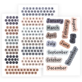 Round Date Stickers for 12 Months, Monthly Stickers for Planner, Small Number Stickers, Diary Stickers for Planning, Decorative Calendar Stickers, Monthly Stickers