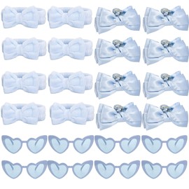 FYSUIMU 24 Pcs Blue Bow Scrunchies Bachelorette Hair Claws Clips Heart Sunglasses Bowknot Accessories Set for Last Toast On The Coast Bridesmaid Proposal Party Favors Gifts
