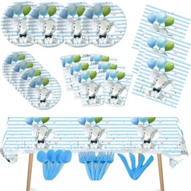 Cute Blue Elephant Party Supplies, Baby Boy Birthday Decorations, Blue Baby Shower Party Supplies, 16 Guests Including 114 Pieces
