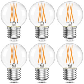 GvvooHome Dimmable G16.5 Light Bulb 2700K Warm White, 4W Equal 40 watt, E26 LED Globe Bulb, Round Edison Bulbs for Ceiling Fan, Chandeliers, 90+CRI 400LM, 6 Pack