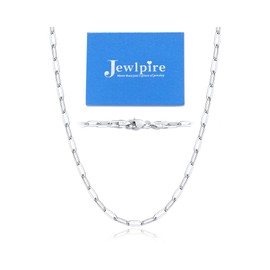 Jewlpire 2.5mm Italian Soild 925 Sterling Silver Paperclip Chain Necklace for Women, Hypoallergenic Silver Chain for Women Shiny & Sturdy Women's Chain Necklaces 20 Inch