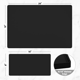 Rnivvi - Alfombrilla de café de silicona, 16 x 24 pulgadas, impermeable, con borde elevado, para accesorios de estación de máquina espresso, almohadilla de secado de platos desmontable, resistente al