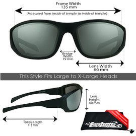 Bikershades Anti Glare Motorcycle Sunglasses Foam Padded for Larger Head Sizes