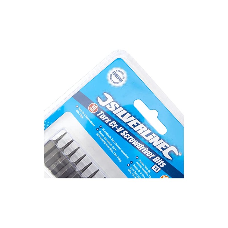 Silverline 718109 T4 Cr-V Screwdriver Bits 10pk T4