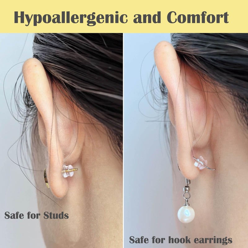 Kerryjewl Earring Backs Rubber,50pcs Soft Clear Earring Backs for Studs,Hypoallergenic