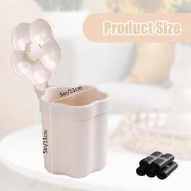 CEYAZYE Mini cubeta de basura con 5 bolsas de rollo, pequeños botes de basura con tapa para encimera de mesa, cesta de basura de plástico, cubeta de basura lindo clóset para oficina, baño, computadora
