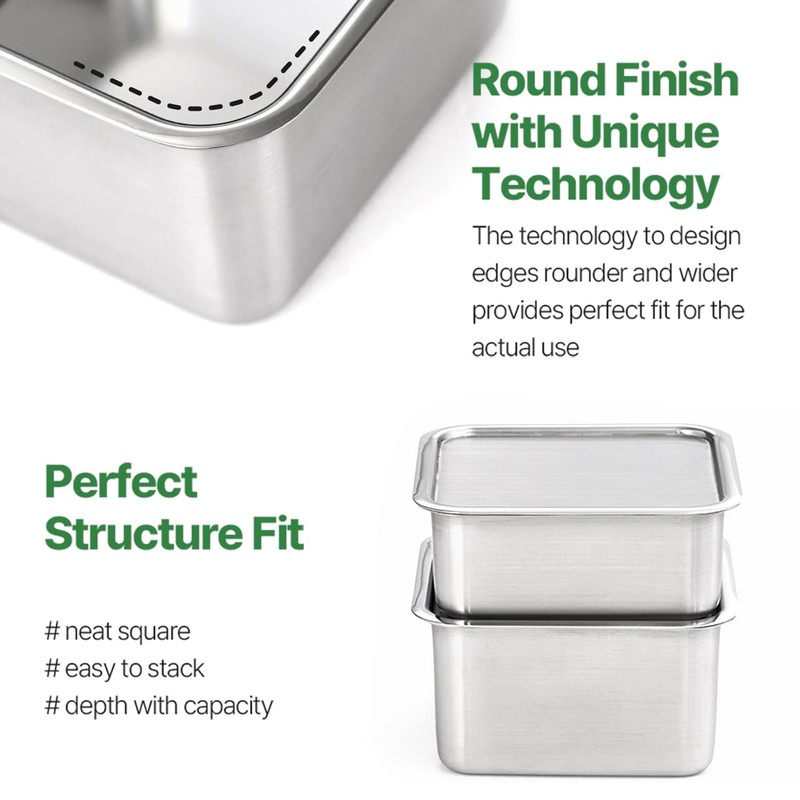 EVERSTEN CuBE Medium 2PCS Set 1000ml 650ml Stainless Steel Food