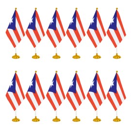 WXTWK 12 Pack Puerto Rico Flag Puerto Rican Desk Flag Small Mini Puerto Rican Table Flags With Stand Base,Home Office Festival Events Celebration Decorations