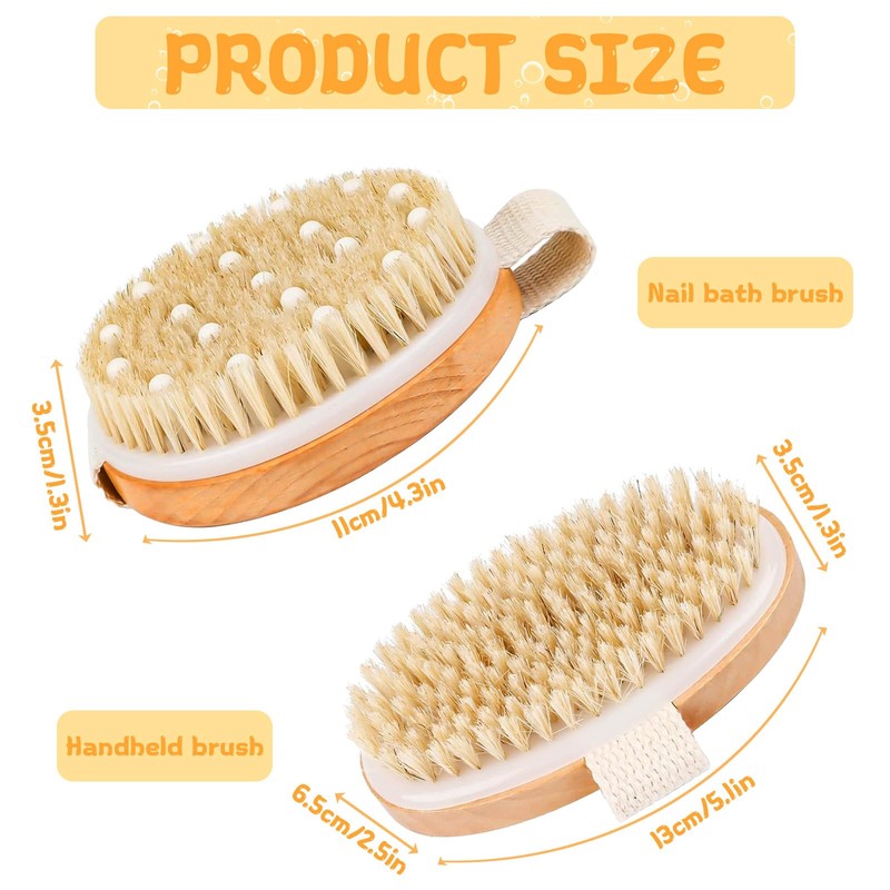 Pack of 2 Dry Brush Body Brush Natural Bristles Dry