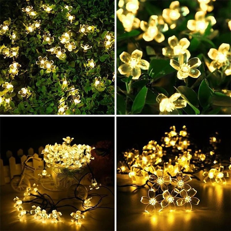 Solar String Light, 7M 50LED Cherry Blossom Fairy Light, Outdoor