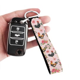 Babrukda Floral Chickens Pink Print Cell Phone Charms Wristlet Keychain with Metal Clasp Soft Hand Wrist Lanyard Keychain for Party Travel Daily for Car Cell Mobile Phone Backpack Wallet