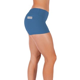 Pantalones cortos de compresión para mujer de 3 a 5 pulgadas, de silicona, no se sube, atléticos, para correr, yoga, voleibol, WOD, 7.6 cm (3 pulgadas), azul egeo, XS