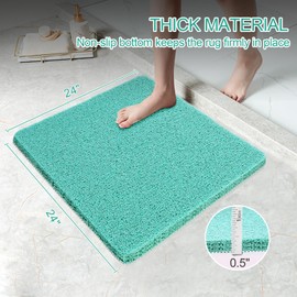 Joyhalo Shower Mats for Showers Anti Slip for Elderly, 24'' x 24'' Non Slip Bath Mat for Inside Shower, Bath Tub Mats for Bathroom Non Slip for Shower, PVC Loofah Bathroom Mats, Aqua