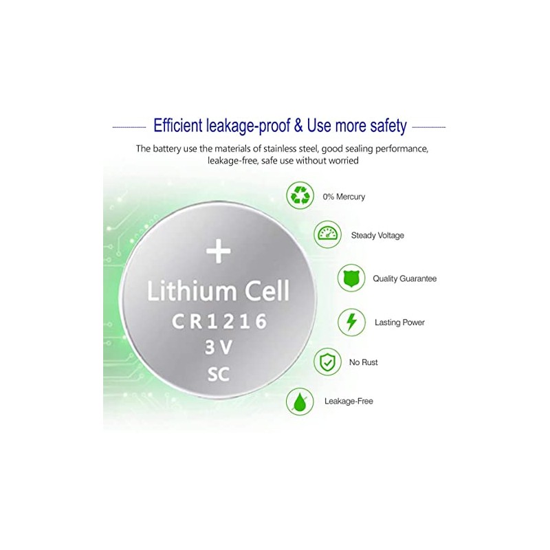 UOGTNON Batería de litio CR1216 3V Watch (paquete de 5)