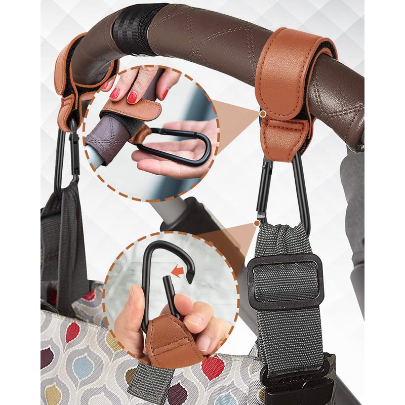 MYGLOAR 2PCS Award Winning Pram Bag Hooks, Changing Bag Pram