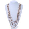 Avalaya Multistrand Antique White/Amber Coloured Shell/Glass Bead Long Necklace/ 86cm