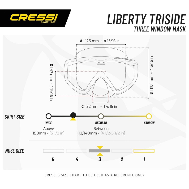 Cressi Liberty Triside SPE, Negro/Azul/Plateado