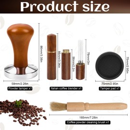 Dncvb Coffee Tamper Set 51 mm Espresso Tamper Espresso Needle with 6 Fine Needles, Tamper Pad, Cleaning Brush, Weighted, Non-Slip, Coffee Accessories, Suitable for Baristas, Coffee Lovers