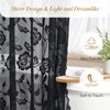 SD SDLIVING Black Lace Shower Curtain with Tassels,Luxury Floral Sheer