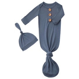 Conjunto de gorro anudado, de viscosa de bambú suave para bebés recién nacidos, con manoplas, marino, 0-3 meses