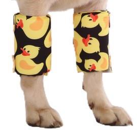 LovinPet Dog Leg Sleeves for Medium & Large Dogs, Set of 2 Anti-Lick Leg Wraps for Front & Hind Legs, Adjustable Soft Elbow & Leg Covers for Hotspots, Wounds, Calluses, Non-Brace, Duck Print,Black
