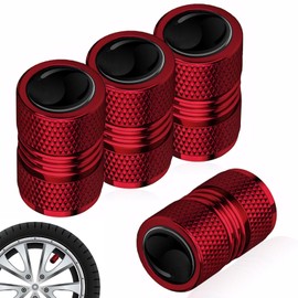 4Pcs Alloy Tyre Valve Caps, Universal Dust Caps for Car Tyres Car Tyre Valve Caps Valve Covers Replacement Leak-Proof Dust Caps for Car Tyres Tyre Caps for Cars(Red)