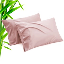 TELUS Pink Pillow Cases King Size 2 Pack, Bamboo Rayon Cooling Pillowcases with Envelope Closure, Cool Breathable Pillow Cover for Hot Sleepers & Night Sweats, 20x40 inch