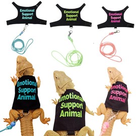 3 Sets - Bearded Dragon Lizards Clothes with Leash Set for Small Pets Reptiles Guinea Pig Apparel Lizards Outdoor Walking Training Harness Leash Hand-Made Costume Photo Prop