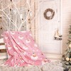 JarThenaAMCS Christmas Fuzzy Blanket 60 x 50 Inch Pink Santa