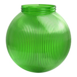 KastLite 6" Globe Light Bulb Cover with 3.25" Threaded Screw-in Neck - Acrylic Plastic Replacement for Ceiling Lamp Shades, Outdoor Mood Lighting Fixtures & Camper Awning Lights - Green, Ribbed