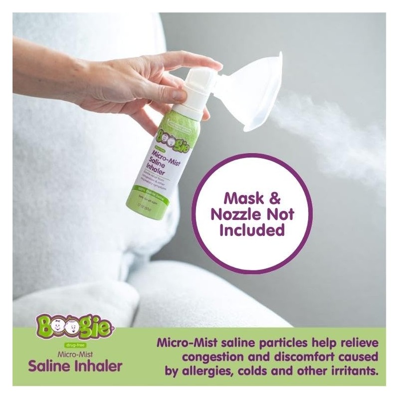 Boogie Micro-Mist Saline Inhaler Refill, 1.7oz Unscented - Pack of