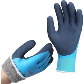 Work Gloves, Winter, Waterproof – DS Safety, Thermal, Warm, Assembly, Double Layer, Grip, Nylon, Insulated, Blue