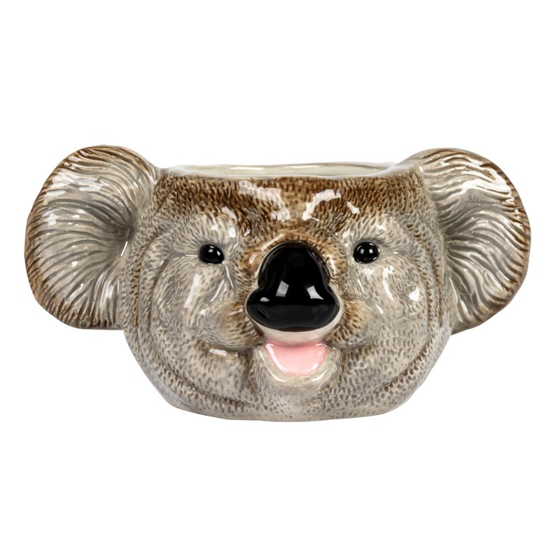 Creative Co-Op 7.75 Inches Round Ceramic Koala Head, Holds 5