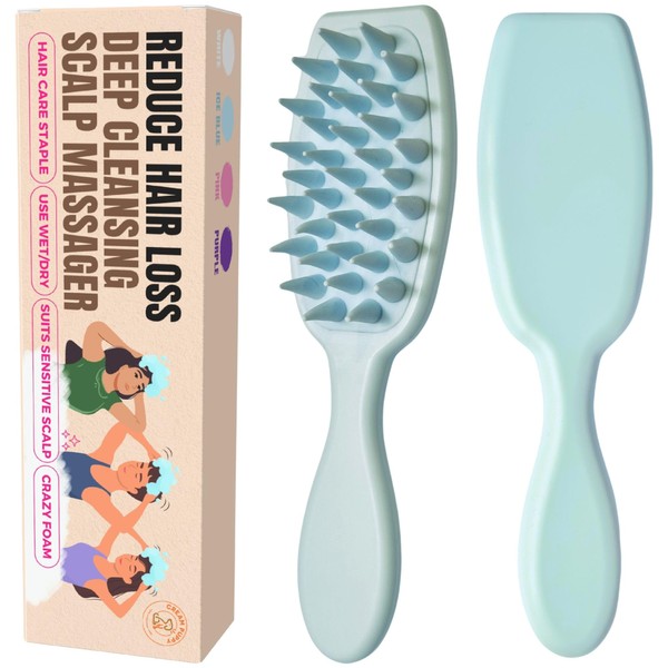 Blue Scalp Massager Brush for Hair Growth Scalp Scrub Shampoo