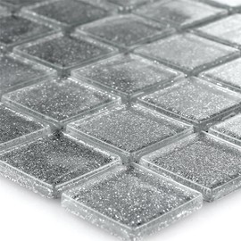 Silver Glass Mosaic Tiles Glitter