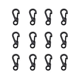 Mini Carabiner Clip Spring Snap Hook Buckle Clasps for Paracord Keychain Backpack Bottle Outdoor Camping Accessories (12Pcs Black)